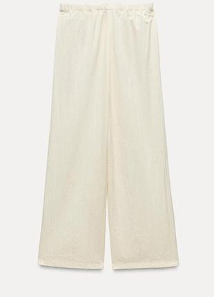 Широкі штани з еластичним поясом та кишенями по боках wide-leg zara оригінал.