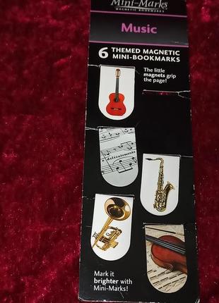 Магниты закладки для книг музыкальные инструменты ноты