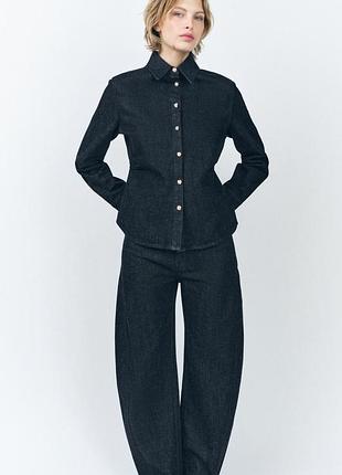Джинсовая рубашка zw collection со складками
