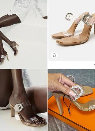 Босоножки zara, на каблуке с виниловыми ремешками.