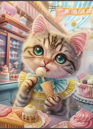 Алмазна мозаїка котик алмазна вишивка