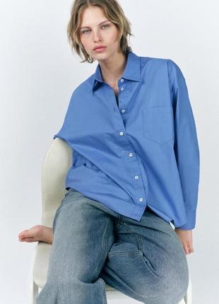 Поплиновая рубашка zw collection оверсайз2 фото