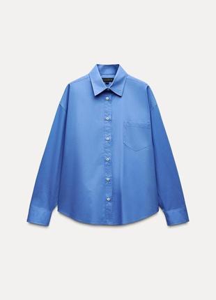 Поплиновая рубашка zw collection оверсайз8 фото
