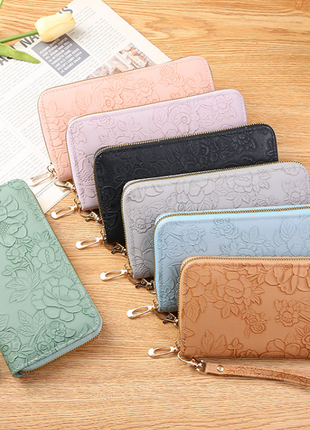 Женский горизонтальный кошелек клатч портмоне с цветами с розами (1626)