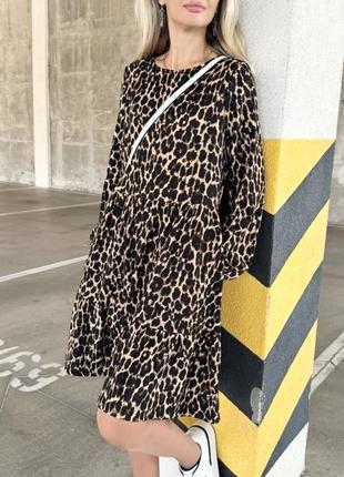 🤎🤎🤎брендовое ярусное платье в лео принт. вискоза. батал