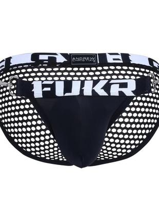 Труси чоловічі від andrew christian чорні з карабінами