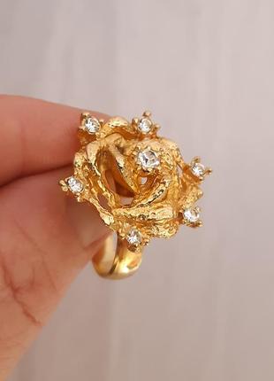 Кольцо роза, Кольцо кольца, регулируется, позолота, весы, американский винтаж