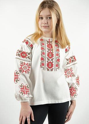 Льняная вышиванка для девочек подростков