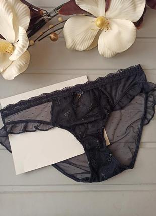 Тонкі напівпрозорі трусики з легкою вставкою сріблястої нитки (у наявності 2 шт.)