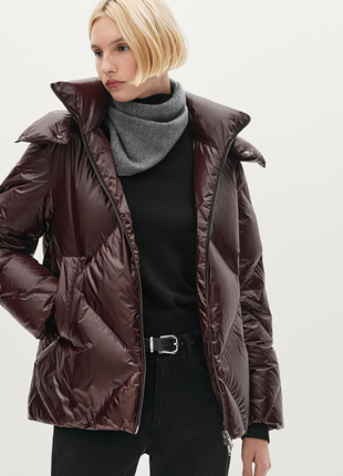 Пуховик натуральний куртка з капюшоном зимова massimo dutti оригінал