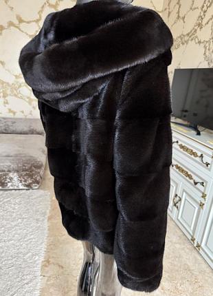 Норкова шуба с капюшоном blackglama
