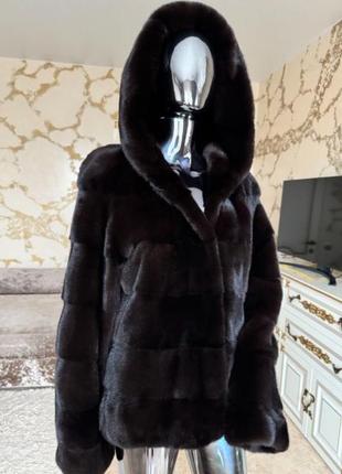 Норкова шуба с капюшоном blackglama