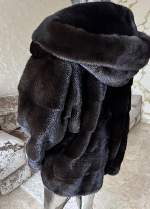 Норкова шуба с капюшоном blackglama