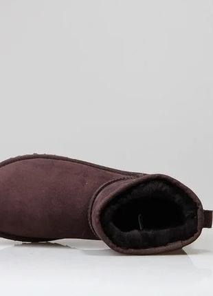 Зимние женские угги на меху ugg classic mini коричневые (классик мини, уггі)3 фото