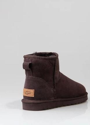 Зимние женские угги на меху ugg classic mini коричневые (классик мини, уггі)4 фото