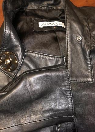 Черная кожаная куртка косуха из натуральной кожи3 фото
