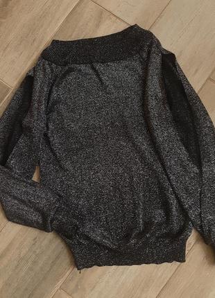 Блузка з блиском нитка люрекс ,прозорий рукав