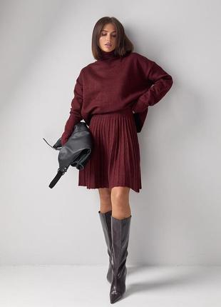 Женский вязаный костюм с юбкой в стиле zara