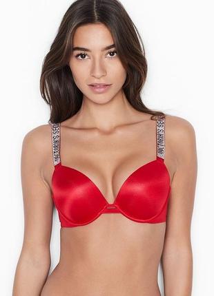 Красный бюстгальтер пуш ап со стразами victoria’s secret