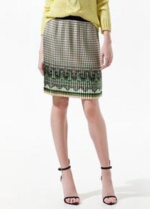 Шифоновая юбка-плиссе этно,восточный принт zara