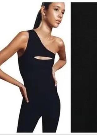 Боді в рубчик на одне плече з вирізом на грудях zara