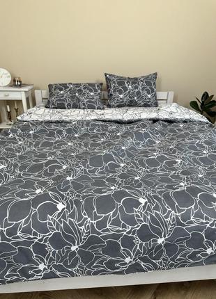 Постельное белье серо белая