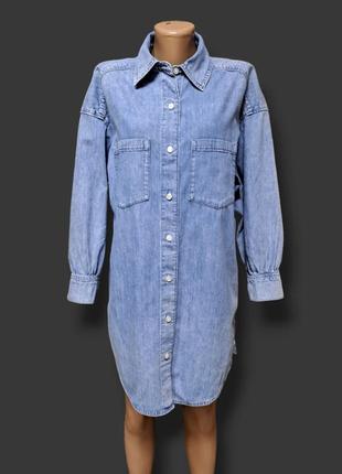 Удлиненная джинсовая рубашка h&m