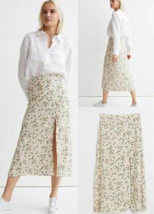 Юбка миди с разрезом,макси юбка летняя