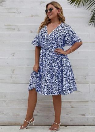 Красивое платье миди shein, p. 2xl, платье большого размера с воланом по низу