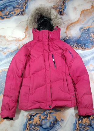 Пуховик salomon climapro жіночий з хутром водонепроникний гірськолижна куртка gore-tex