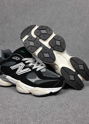 Чоловічі якісні та стильні кросівки new balance 9060 чорні на бежевій