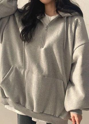 Худи женское в стиле оверсайз, худи теплое женское свободного кроя