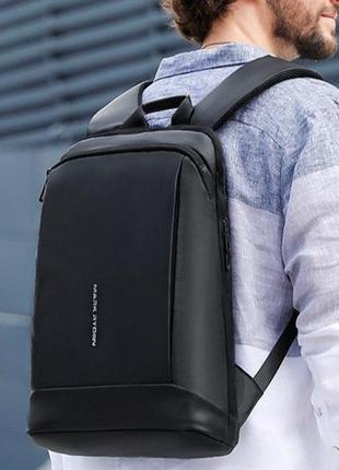 Mark ryden - городской черный slim рюкзак - модель blend 9813 - наплечник плоский mr9813