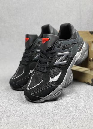 Чоловічі якісні та стильні кросівки new balance 9060 чорні на сірій