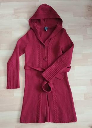 Супертеплый длинный кардиган с капюшоном american eagle m шерсть
