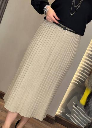 Беж світла міді спідниця пліссе талія на резинці