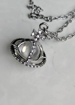 Кулон big saturn with white crystal vivienne westwood7 фото