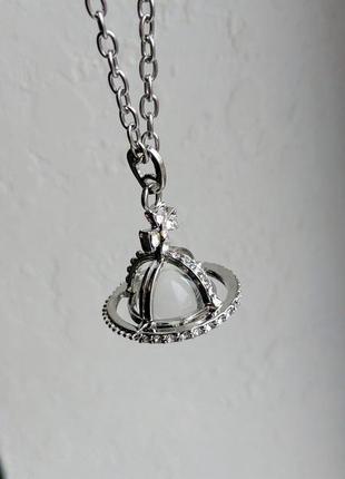 Кулон big saturn with white crystal vivienne westwood9 фото
