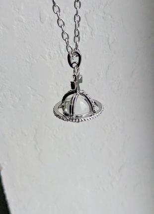 Кулон big saturn with white crystal vivienne westwood4 фото