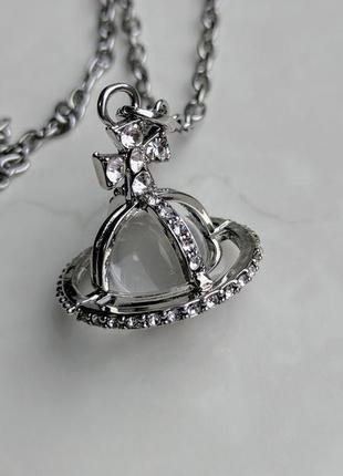 Кулон big saturn with white crystal vivienne westwood8 фото