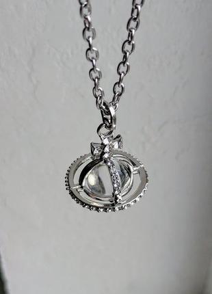 Кулон big saturn with white crystal vivienne westwood3 фото