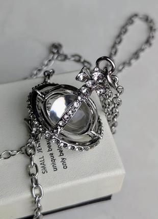 Кулон big saturn with white crystal vivienne westwood6 фото