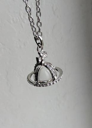 Кулон big saturn with white crystal vivienne westwood10 фото