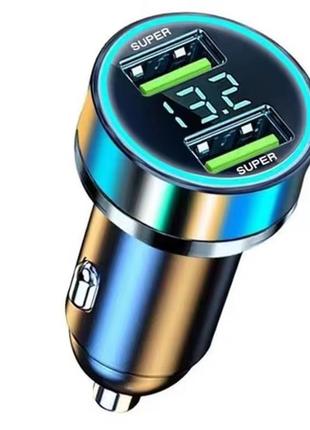 Автомобильное зарядное устройство с двумя портами usb и вольтметром