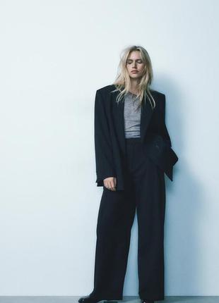 Фланелевые темно синие брюки в полоску zara