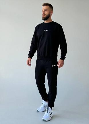Мужской спортивный костюм черный свитшот и штаны nike