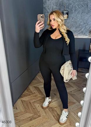 Стильний комплект комбінезон + кофта розміри від 50 до 60