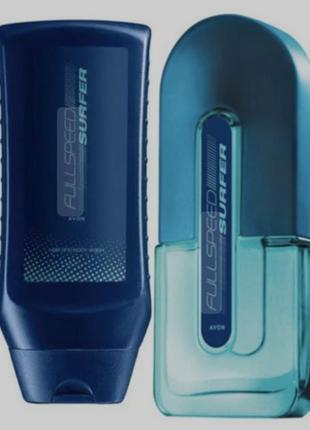 Парфюм-косметический набор для мужчин full speed surfer, avon 75мл и 250мл