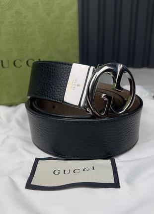 Authentic gucci interlocking gg belt чоловічий оригіналний шкіряний ремінь 85/34