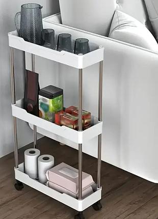 Полиця для кухні та ванни на колесах. 3-рівневий стелажем для зберігання,  зберігання аксесуарів,  тонкий стелаж для зберігання ванної кімнати.